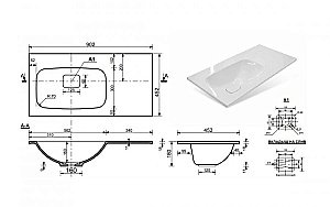 Тумба с раковиной подвесная Эстет Barcelona 90 белый 2 ящика и 1 дверь для ванной в интернет-магазине Sanbest