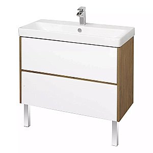 Тумба с раковиной Акватон Сканди 90 белая/дуб рустикальный для ванной в интернет-магазине Sanbest