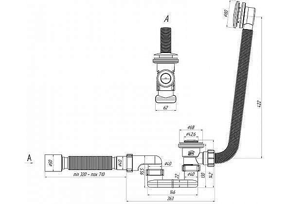 Слив-перелив для ванны Aquanet АниПласт EC055 купить в интернет-магазине сантехники Sanbest