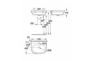 Раковина с полупьедесталом Grohe Euro Ceramic GR2005-2 55 купить в интернет-магазине Sanbest