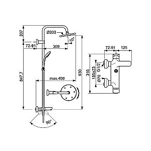 Душевая система Ideal Standard IdealRain Eco B1097AA купить в интернет-магазине сантехники Sanbest