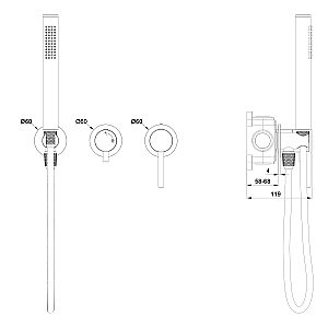 Смеситель для душевой системы встраиваемый WONZON & WOGHAND STICK, Брашированный никель (WW-838017-BN) купить в интернет-магазине сантехники Sanbest