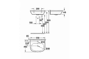 Раковина с полупьедесталом Grohe Euro Ceramic GR2005-2 55 купить в интернет-магазине Sanbest