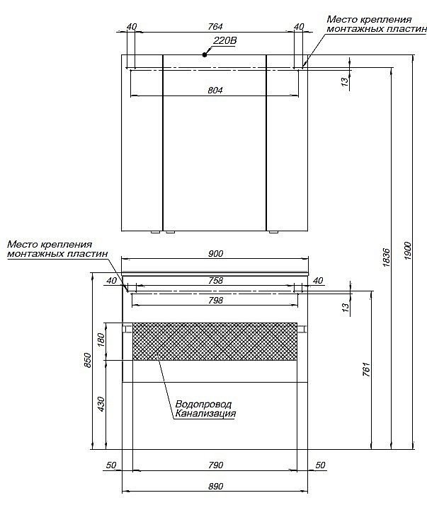 Зеркальный шкаф Aquanet Алвита new 90 дуб веллингтон белый купить в интернет-магазине сантехники Sanbest