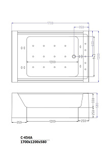 Акриловая ванна CeruttiSpa C-454A 170x120 купить в интернет-магазине Sanbest