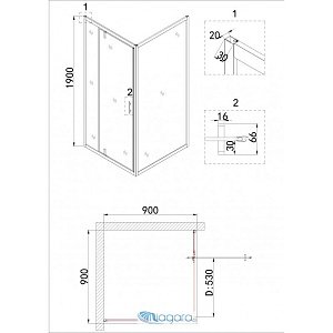 Душевой уголок Niagara Nova NG-0290-08 BLACK 90х90 купить в интернет-магазине Sanbest