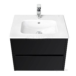 Тумба с раковиной Акватон Римини 60 черная глянцевая для ванной в интернет-магазине Sanbest