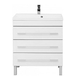 Тумба с раковиной Aquanet Верона 75/Aquanet Нота-75 напольная с 3 ящиками белая глянцевая для ванной в интернет-магазине Sanbest