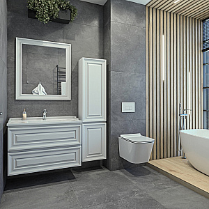 Тумба с раковиной Caprigo Ponza-A 90 два ящика, белая для ванной в интернет-магазине Sanbest