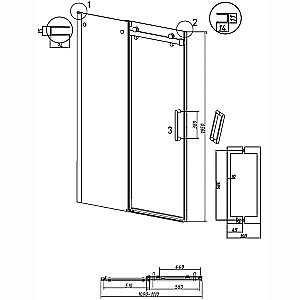 Душевая дверь Grossman Classic 110 100.K33.04.110.32.00 стекло прозрачное/профиль золото сатин купить в интернет-магазине Sanbest