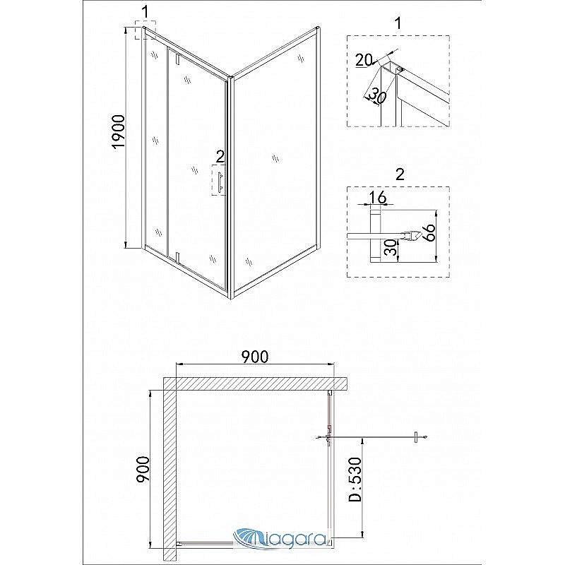 Душевой уголок Niagara Nova NG-0290-08 BLACK 90х90 купить в интернет-магазине Sanbest