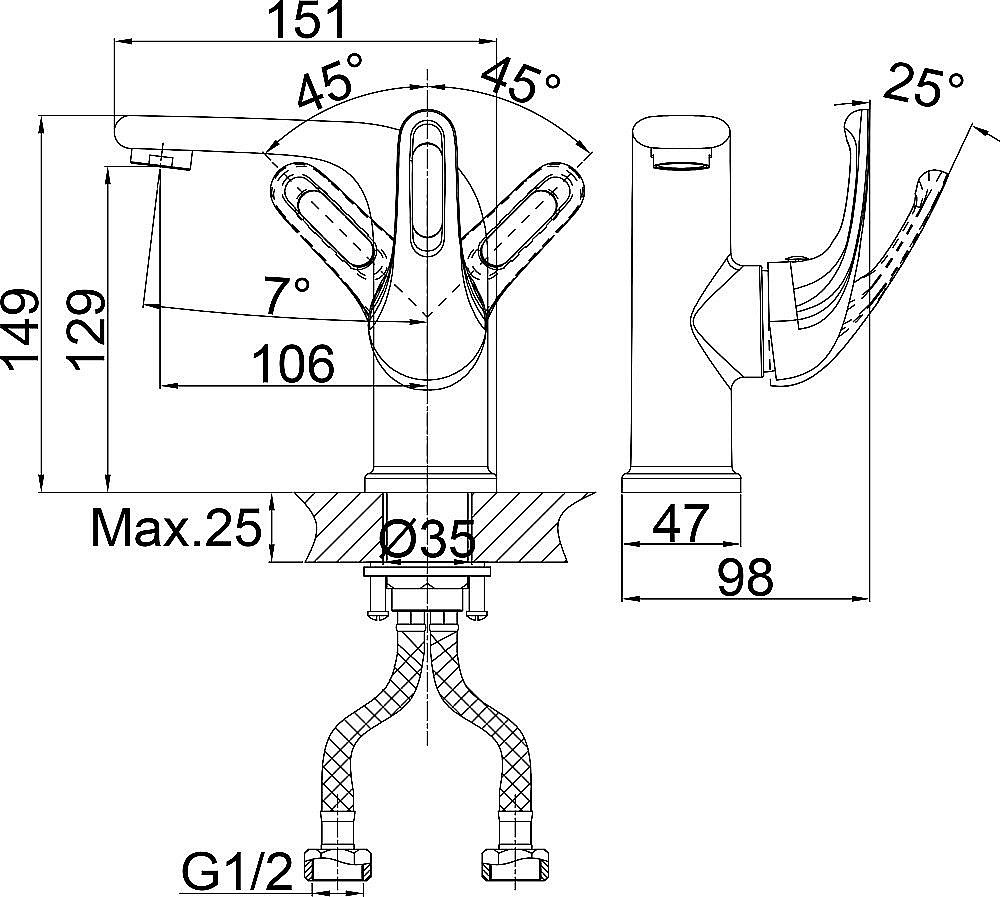 Набор смесителей D&K Rhein Eucharius DA1370001SET хром купить в интернет-магазине сантехники Sanbest