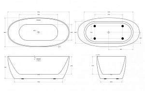 Акриловая ванна BelBagno BB414 170х80 белая купить в интернет-магазине Sanbest