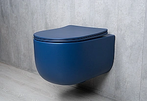 Унитаз подвесной GID Tr2133TF-BUM 62301Y безободковый, слив торнадо, с крышкой микролифт, синий матовый купить в интернет-магазине Sanbest