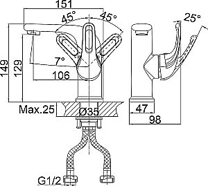 Набор смесителей D&K Rhein Eucharius DA1370001SET хром купить в интернет-магазине сантехники Sanbest