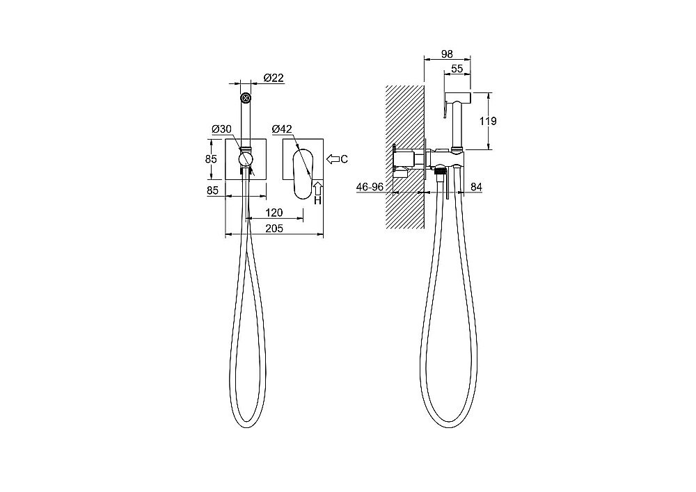 Гигиенический душ Aquatek Оберон AQ1220CR хром купить в интернет-магазине сантехники Sanbest
