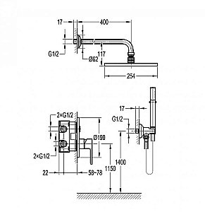 Душевая система Cezares ECO-DSET-BORO золото купить в интернет-магазине сантехники Sanbest
