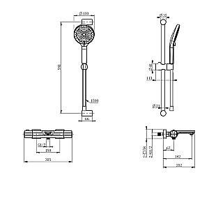 Смеситель для ванны с душевым гарнитуром и термостатом WONZON & WOGHAND SOLID, Темный графит (WW-C2011-A-BGG) купить в интернет-магазине сантехники Sanbest