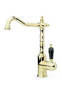 Смеситель для кухни Boheme Tradizionale Oro 102-BLC золото/ручка черная керамика купить в интернет-магазине сантехники Sanbest