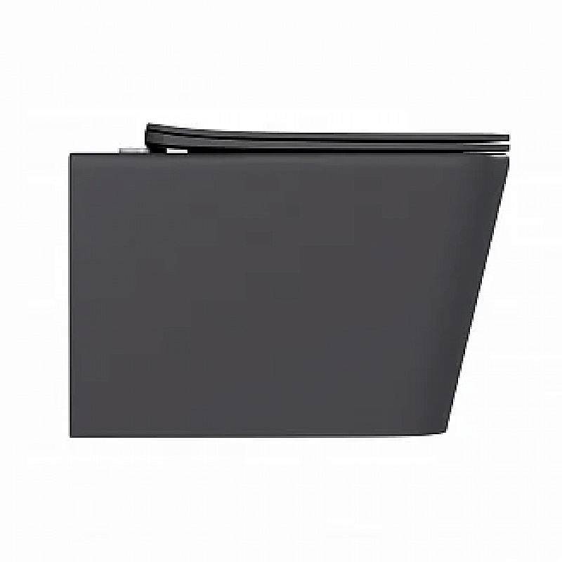 Унитаз подвесной BAS KVADRO DARK GREY безободковый, с крышкой микролифт, темно-серый купить в интернет-магазине Sanbest