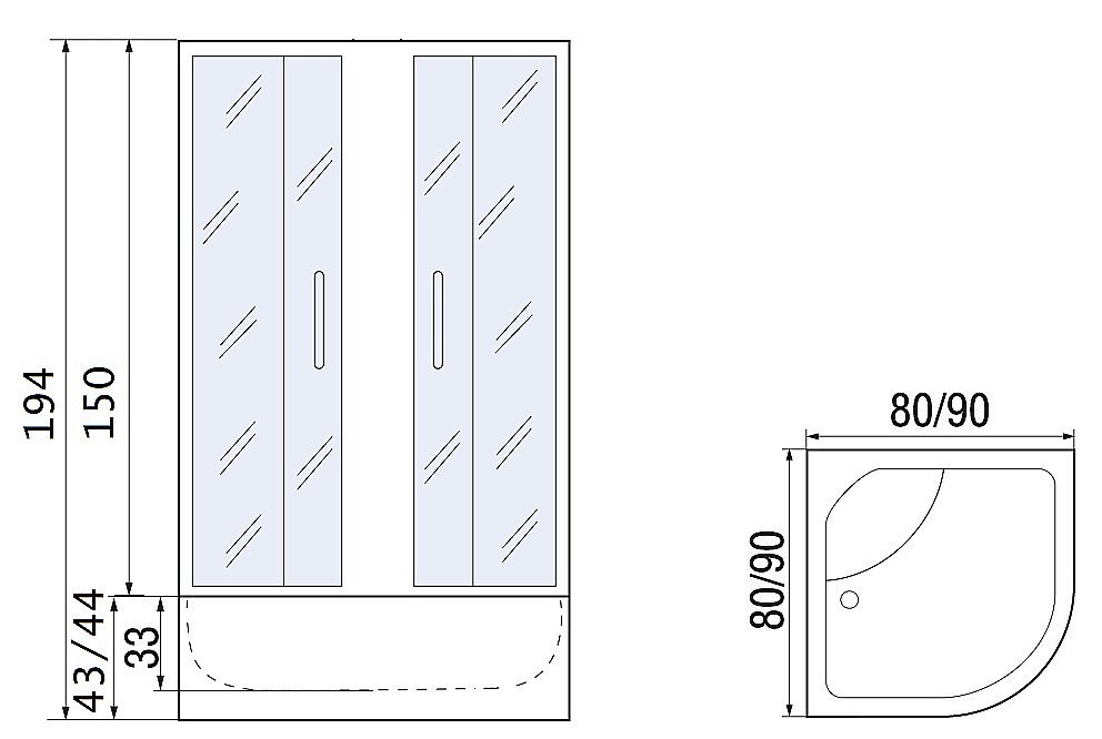 Душевой уголок без поддона River DON 90/44 MT купить в интернет-магазине Sanbest