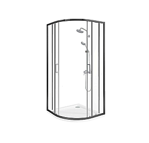 Душевой уголок Good Door LITE 80х80 R-80-C-GM стекло прозрачное/профиль оружейная сталь матовая купить в интернет-магазине Sanbest