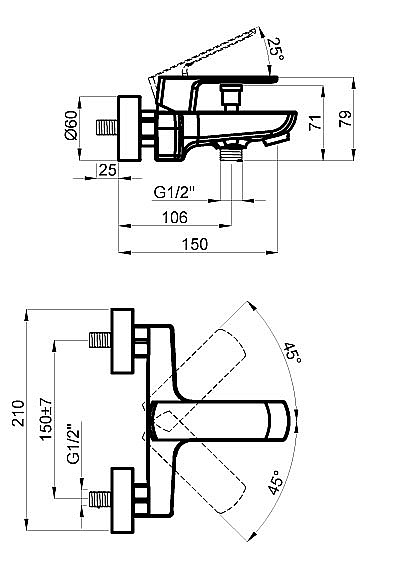 Смеситель для ванны Azario ATRI AZ-15960501 хром купить в интернет-магазине сантехники Sanbest