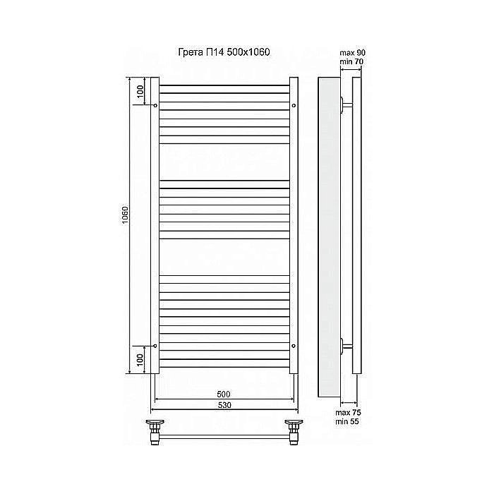 Полотенцесушитель электрический Terminus Грета П14 500x1060 левый/правый купить в интернет-магазине сантехники Sanbest