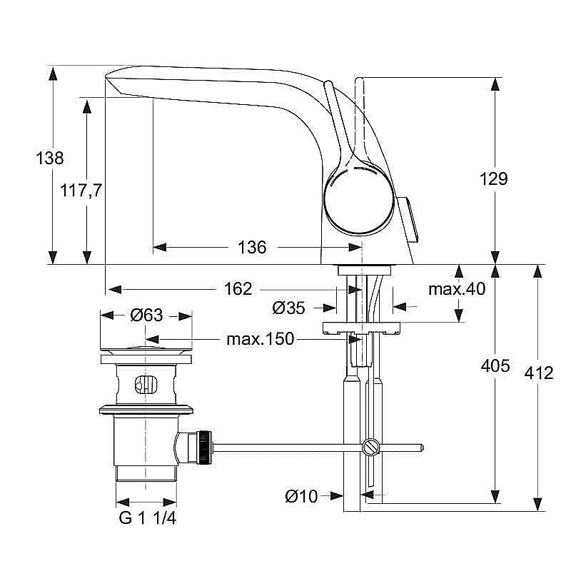 Смеситель для раковины Ideal Standard Melange A4260AA купить в интернет-магазине сантехники Sanbest