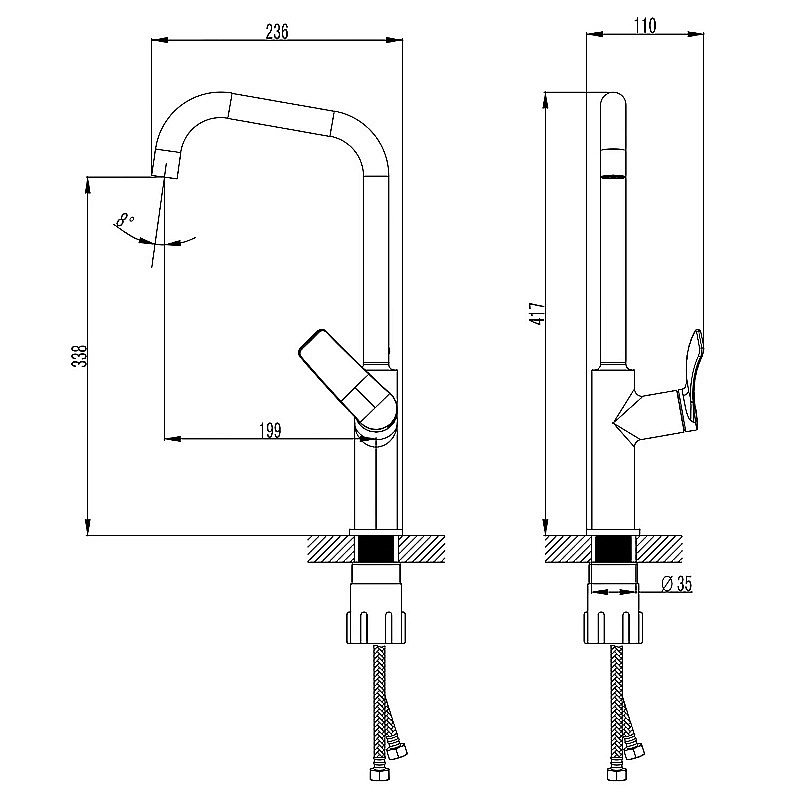 Смеситель для кухни Azario ABILITY AZ-VQR568073C хром купить в интернет-магазине сантехники Sanbest