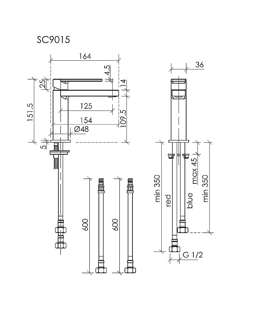 Смеситель для раковины Sancos Studio SC9015BN брашированный никель купить в интернет-магазине сантехники Sanbest