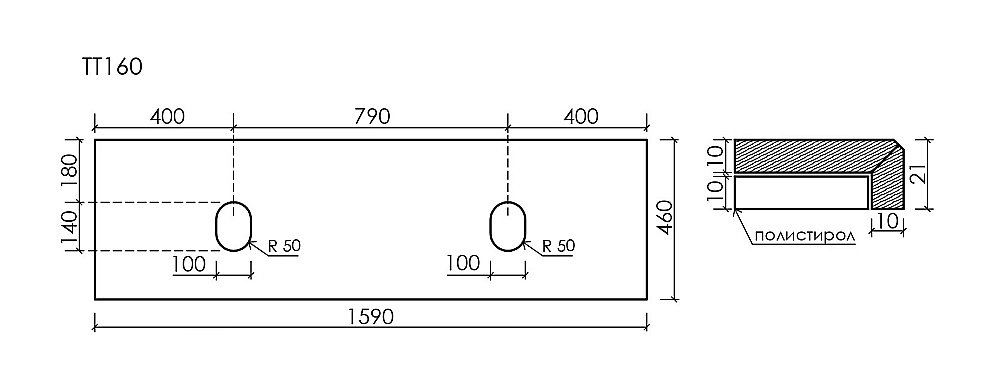 Столешница Sancos 160 TT160A2 без отверстия под смеситель, кремовая для ванной в интернет-магазине сантехники Sanbest