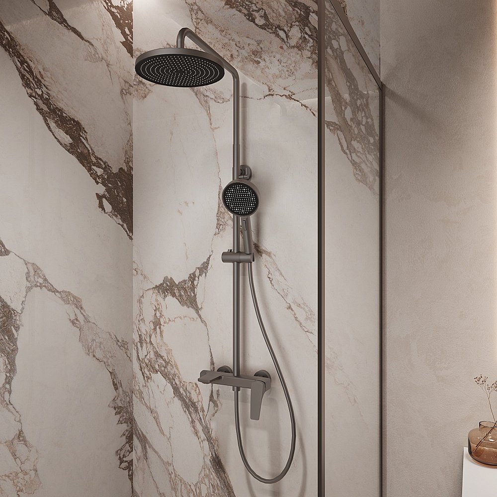 Душевая система Vincea Puro VSFS-5P1GM вороненая сталь купить в интернет-магазине сантехники Sanbest