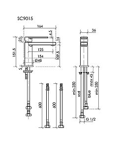 Смеситель для раковины Sancos Studio SC9015BN брашированный никель купить в интернет-магазине сантехники Sanbest