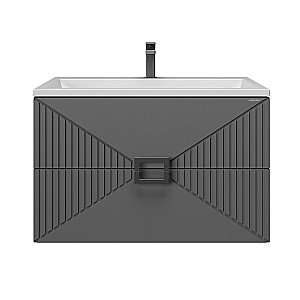 Тумба с раковиной подвесная Grossman ЛУКСОР 80 с 2-я ящ, графит матовая для ванной в интернет-магазине Sanbest