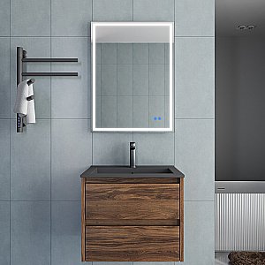 Тумба с раковиной Vincea Gio 60 VMC-2G600CO/VBS-13960MA тёмный дуб/раковина антрацит матовый для ванной в интернет-магазине Sanbest