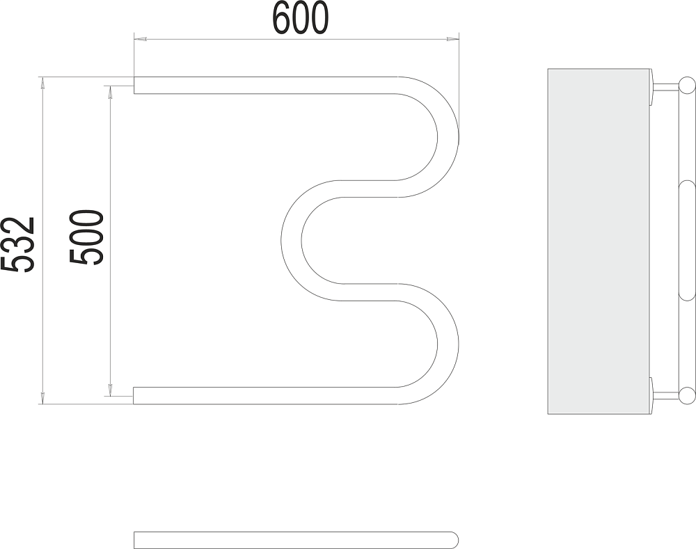 Полотенцесушитель водяной Terminus М-обр AISI 32х2 500х600 купить в интернет-магазине сантехники Sanbest