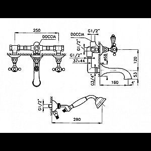 Смеситель для ванны Nicolazzi Petit Mont Blanc 1400CR78 Хром купить в интернет-магазине сантехники Sanbest