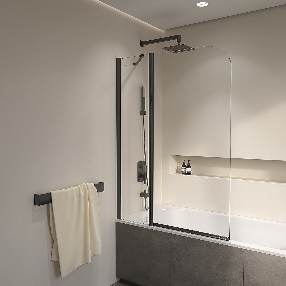 Шторка для ванны RGW Screens SC-011B 351101110-14 100х140 стекло прозрачное/профиль черный купить в интернет-магазине Sanbest
