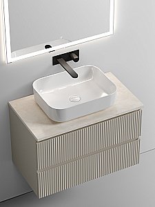 Тумба с раковиной Sancos SNOB T 80 со столешницей, бежевая матовая для ванной в интернет-магазине Sanbest