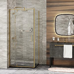 Душевой уголок WasserKRAFT Aisch 55P18 90х100 стекло прозрачное/профиль золото купить в интернет-магазине Sanbest