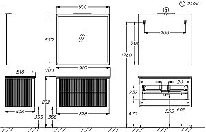 Тумба с раковиной Опадирис Рубинно 90 со столешницей, белая глянцевая для ванной в интернет-магазине Sanbest