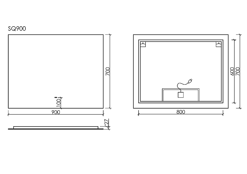 Зеркало с подсветкой Sancos Square 2.0 SQ2.900 90х70 в ванную от интернет-магазине сантехники Sanbest
