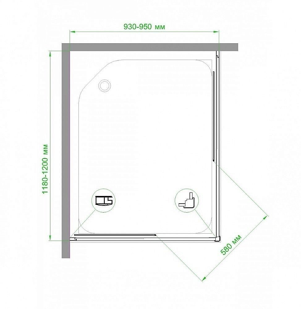 Душевой уголок Royal Bath RB1295HPD-T 95х120 прозрачный купить в интернет-магазине Sanbest