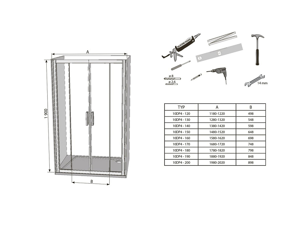 Душевая дверь Ravak 10° 10DP4-120 блестящий/Transparent купить в интернет-магазине Sanbest