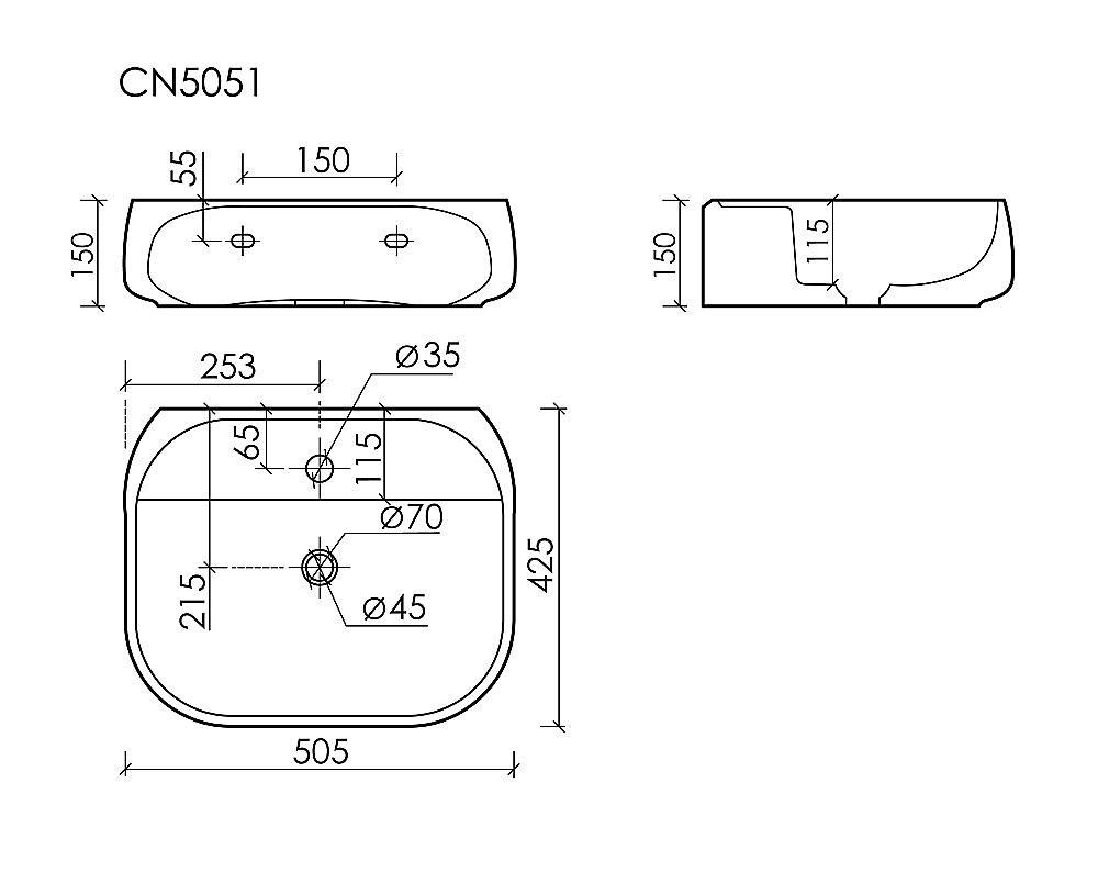 Раковина Ceramica Nova Fonte 50 CN5051 белая купить в интернет-магазине Sanbest