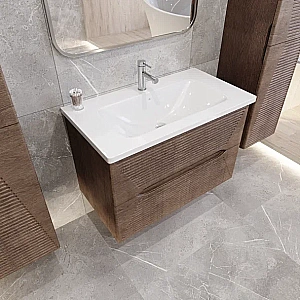 Тумба с раковиной Caprigo Modo-Terza 80 с интегрированной ручкой, скайрос для ванной в интернет-магазине Sanbest