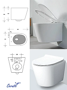 Унитаз подвесной Ceruttispa LUIGI Aria Tornado CT11101 безободковый, смыв торнадо, с сиденьем микролифт, белый купить в интернет-магазине Sanbest