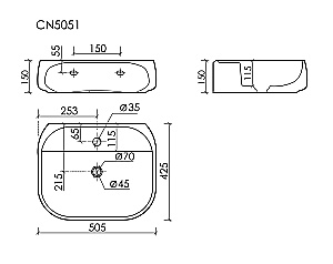 Раковина Ceramica Nova Fonte 50 CN5051 белая купить в интернет-магазине Sanbest