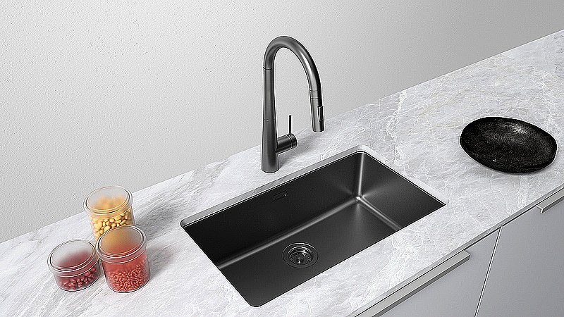 Кухонная мойка Paulmark Yuni 76 YU76-MBN черная матовая купить в интернет-магазине сантехники Sanbest